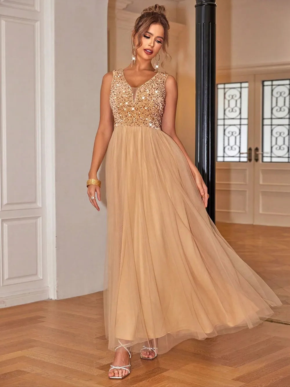 Sequin v-neck maxi dress from Vibrant V-Necks