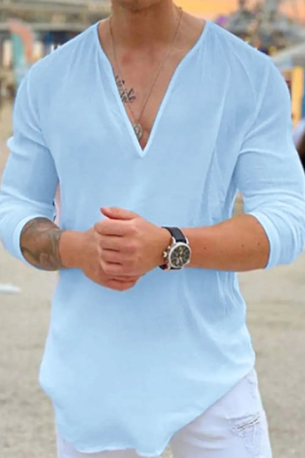 Men's v-neck long sleeve top from Vibrant V-Necks