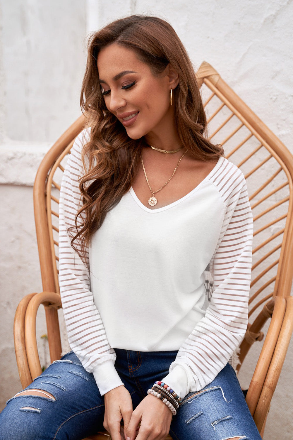 Sheer mesh v-neck top from Vibrant V-Necks